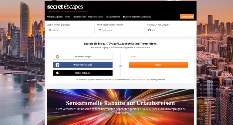 SecretEscapes Einladung mit Gutschein